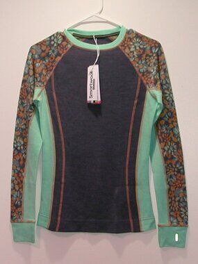 Smartwool Women's Classic Thermal Merino Base Layer Colorblock Crew NWT